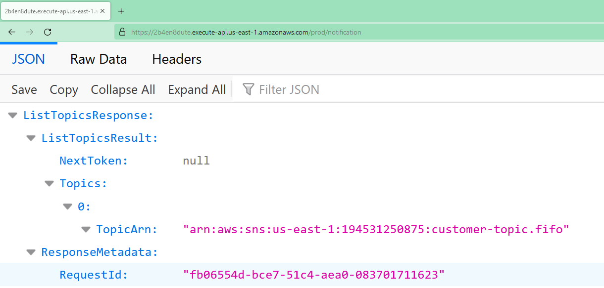 Integrate AWS Service with API Gateway Test Integration