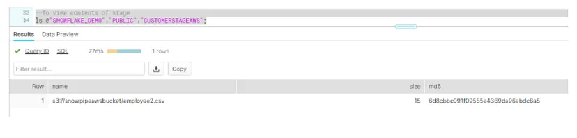Data ingestion using Snowpipe and AWS Test Setup Results
