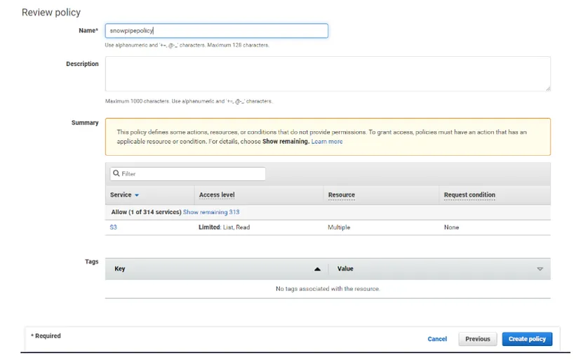 Data ingestion using Snowpipe and AWS Name Policy