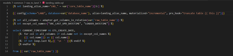 DBT ELT Working Example Landing Table