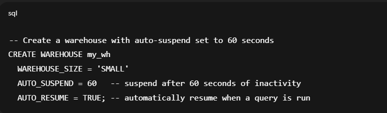 Snowflake Warehouse Cost Optimization enable Auto-Suspend