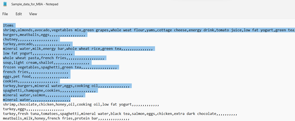 Market Basket Analysis Using Snowpark Package Source Data Set