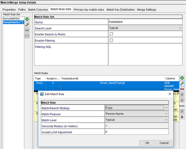 Match Rule Set Configuration - Detailed