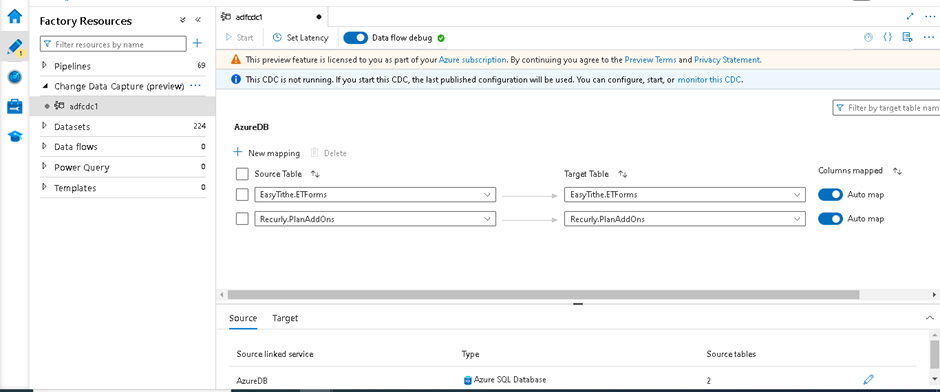 Change Data Capture Using Azure Data Factory Mapping Page Run Options