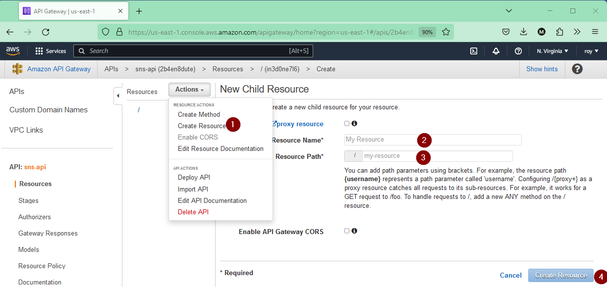 Integrate AWS Service with API Gateway Resource Method