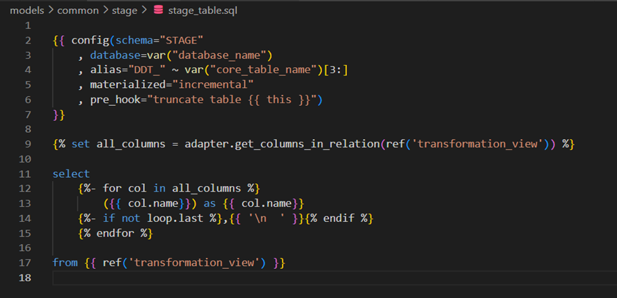 DBT ELT Working Example Stage Table