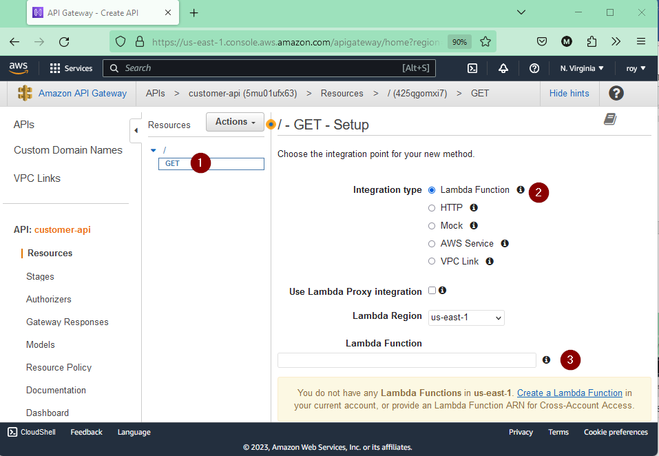 How to Setup Amazon API Gateway and Invoke a Lambda Function Actions GET Setup