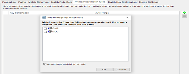Primary Key Match Rules Configuration