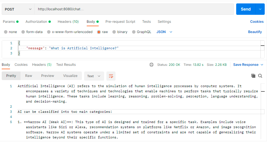 How to Leverage Spring AI Postman Interference Screenshot