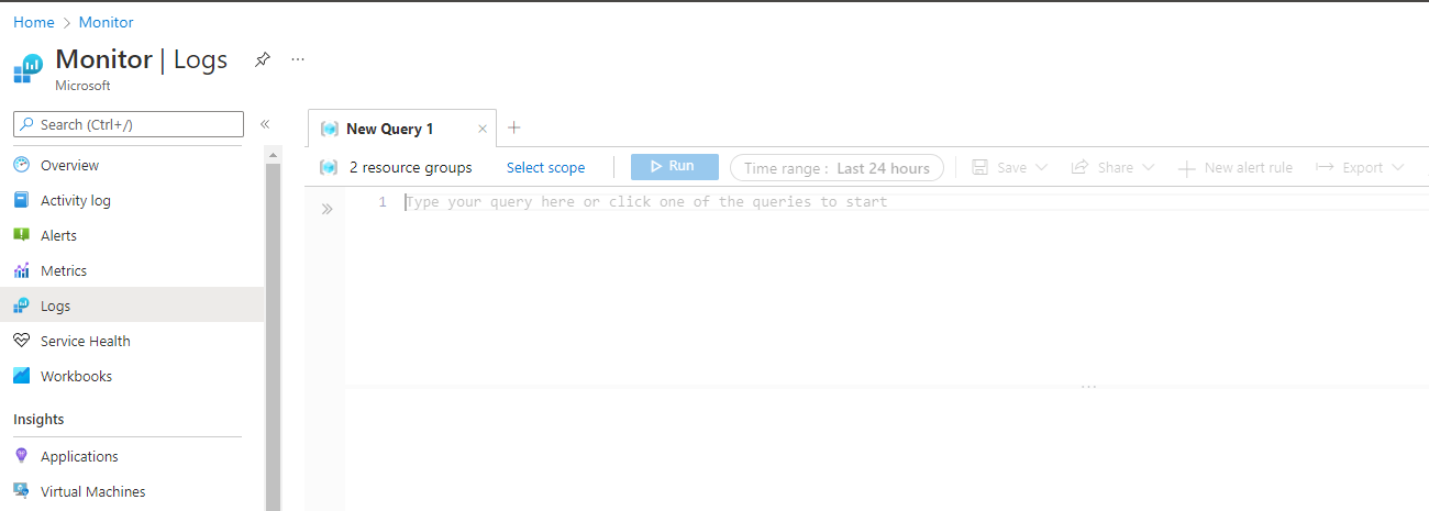 Azure Monitor New Query Monitor Logs Screenshot 5
