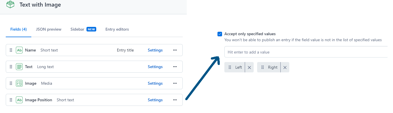 Contentful Content Model Configurable Shared Component