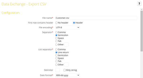 Data Exchange In TIBCO EBX screenshot export csv