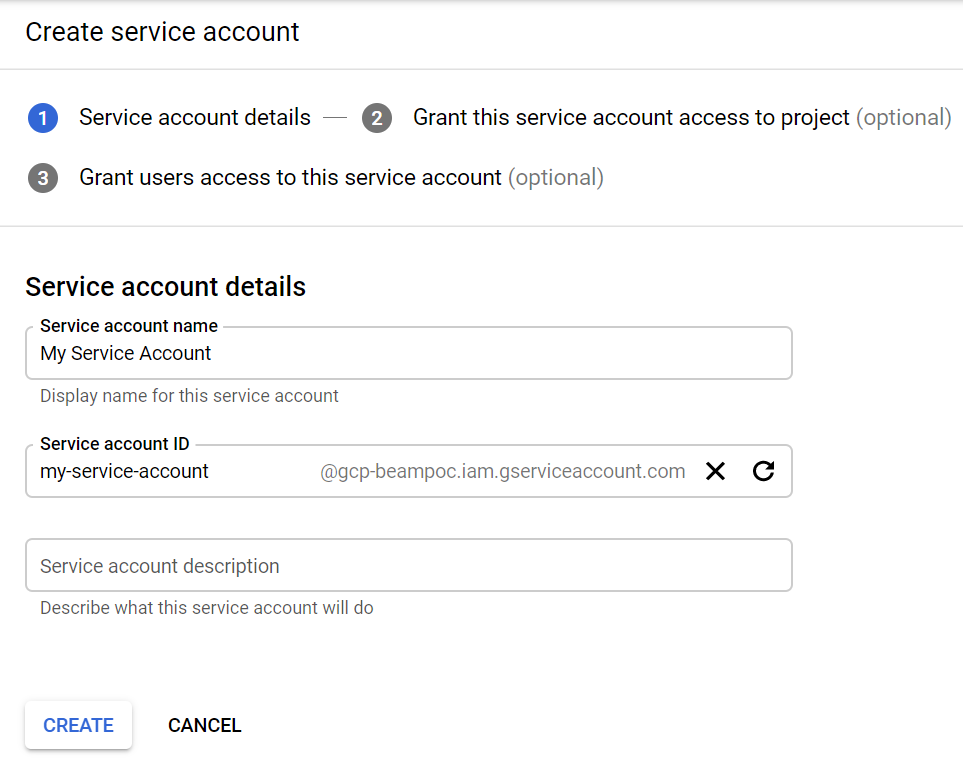 Dell Boomi GCP Integration - create service account