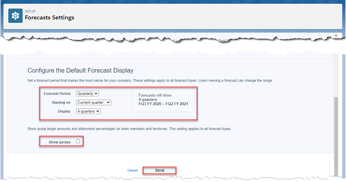 Forecast Period Forecast Display