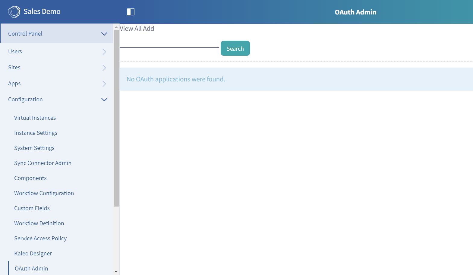 OAuth Admin Screen