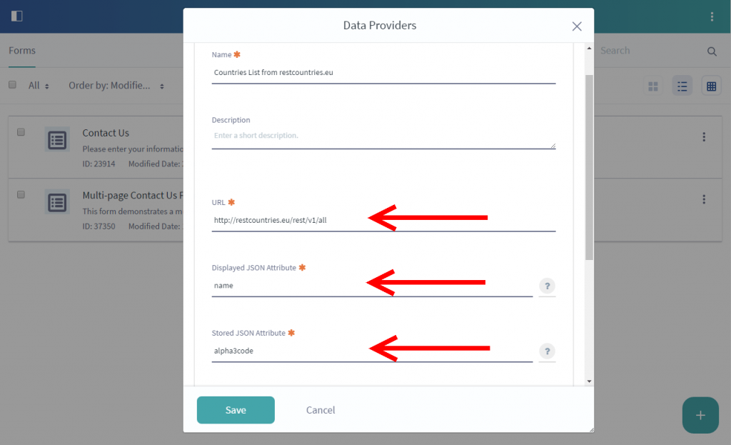 REST Data Provider in Liferay Forms