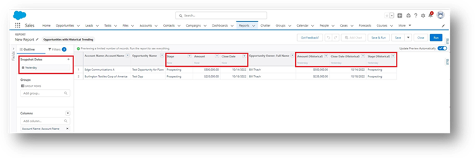 The Fundamentals: Current Data vs. Historical Data Dates Stage Amount Close