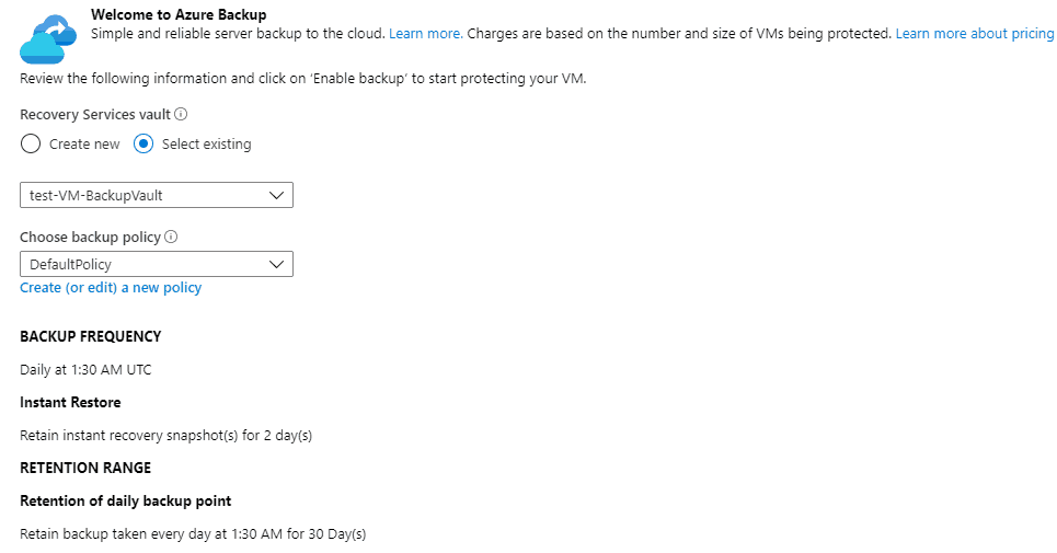 How to Use Azure Backup Services VM Backup Blade Options 1.15