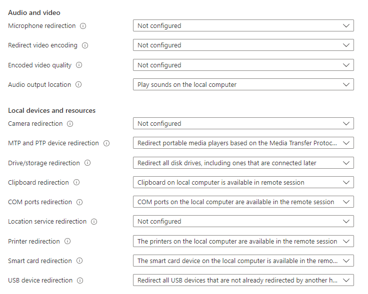 Azure Virtual Desktop Device Redirection