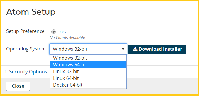 atom setup local operating system download installer