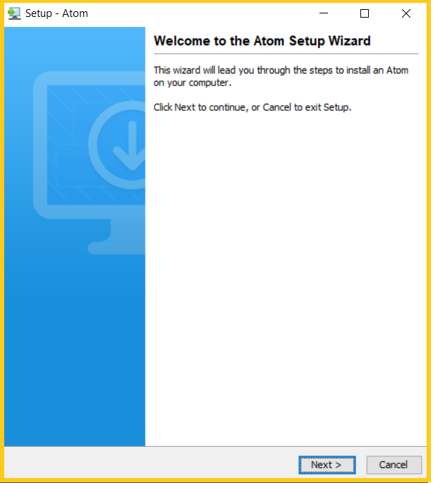 atom setup wizard click next