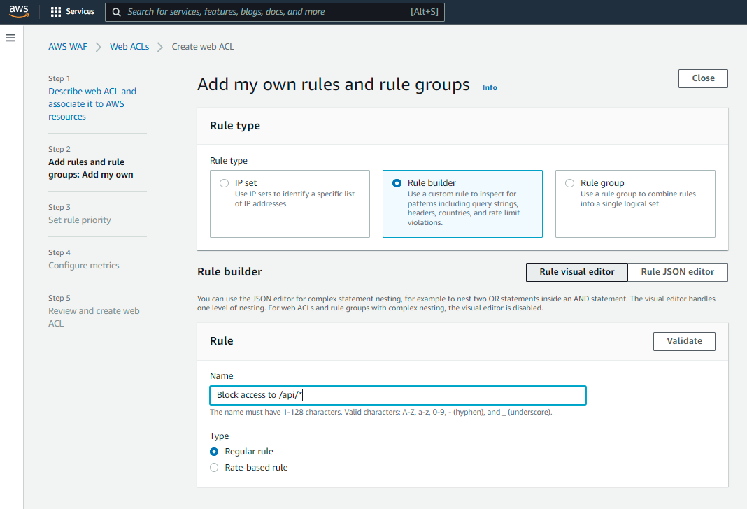 AWS Amplify Contentful NextJS tutorial add rule and rule groups screenshot