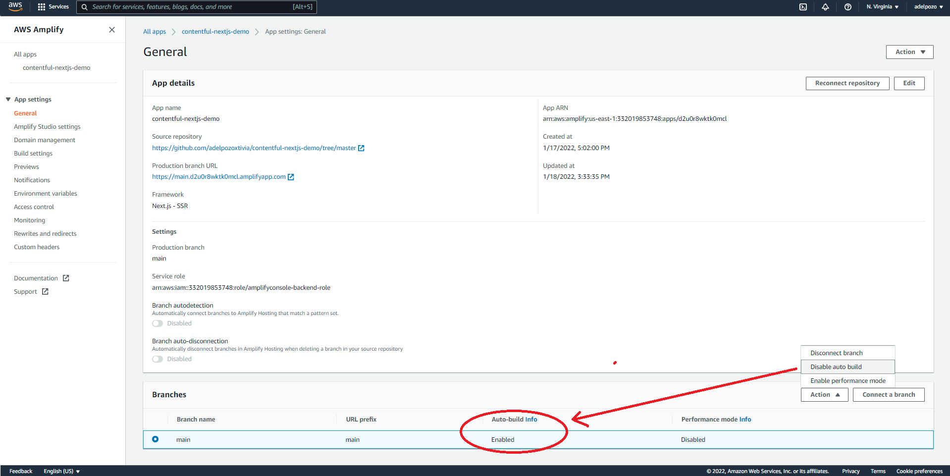 AWS Amplify Contentful NextJS tutorial continuous integration feature screenshot