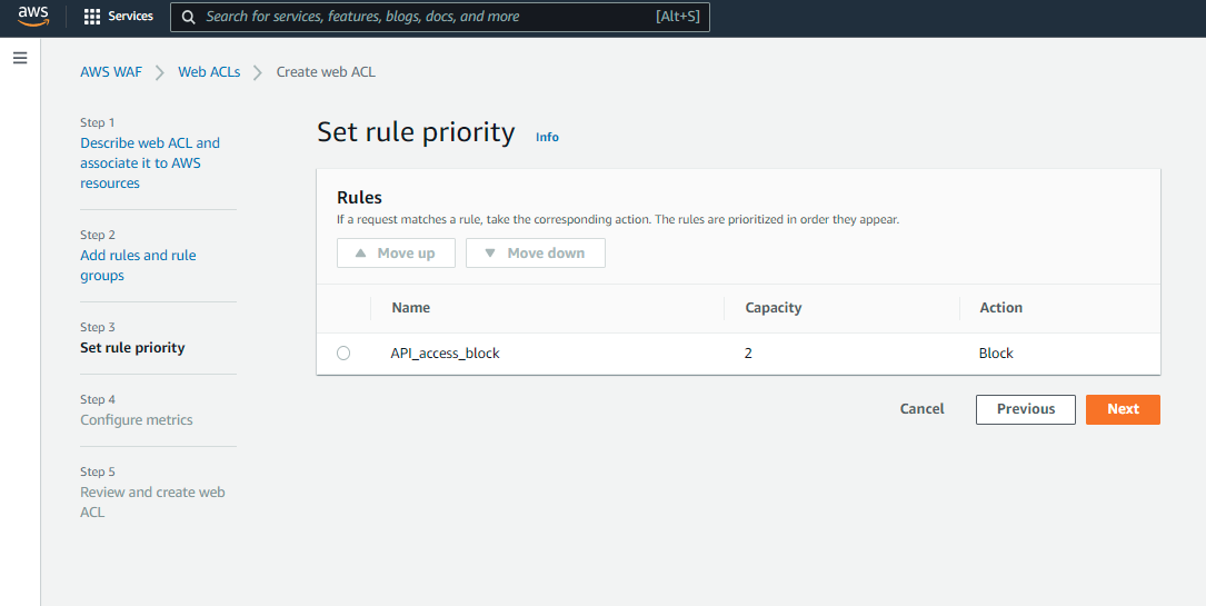 AWS Amplify Contentful NextJS tutorial set rule priority screenshot