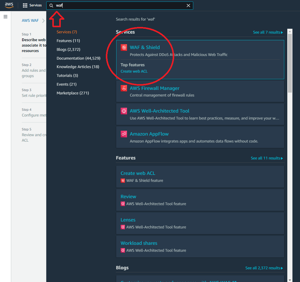 AWS Amplify Contentful NextJS tutorial WAF & Shield service screenshot