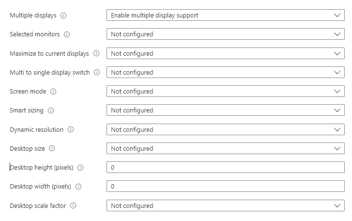 Azure Virtual Desktop Display Settings