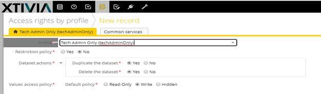 configure access rights on data model