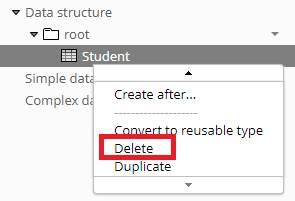 deleting elements from data model