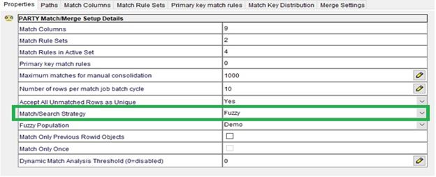 Base object configuration for Fuzzy / Exact Match