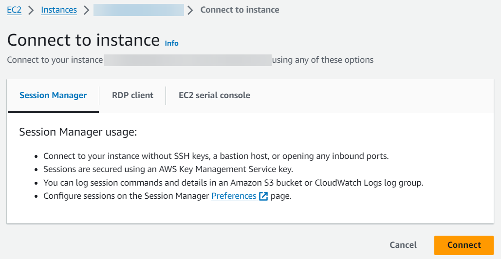 Mastering Instance Access and Security with AWS Session Manager Connect to Instance