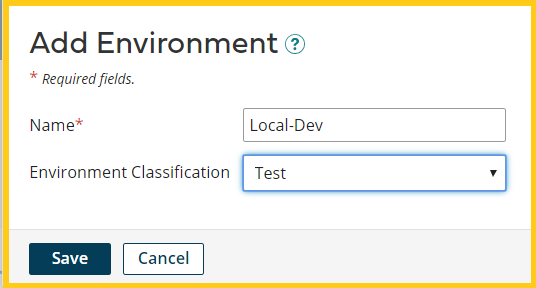 name and environment classification local-dev