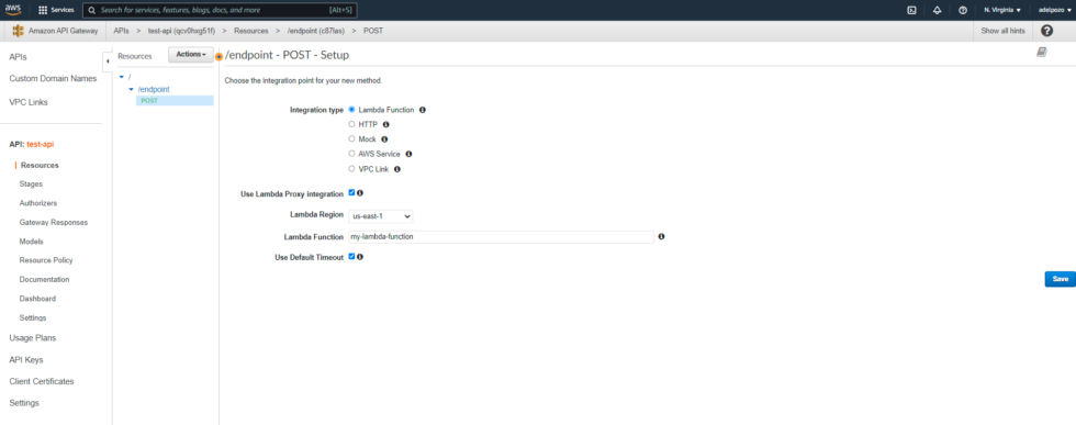 Creating a Lambda NodeJS Function with an AWS API Gateway