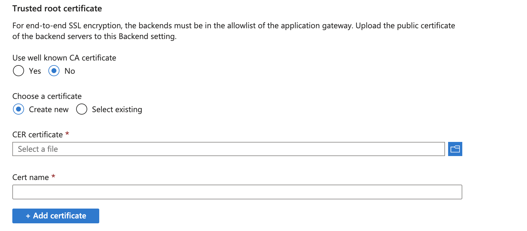 Quick Fix for Azure Application Gateway V2 Invalid Certificate Backend Settings