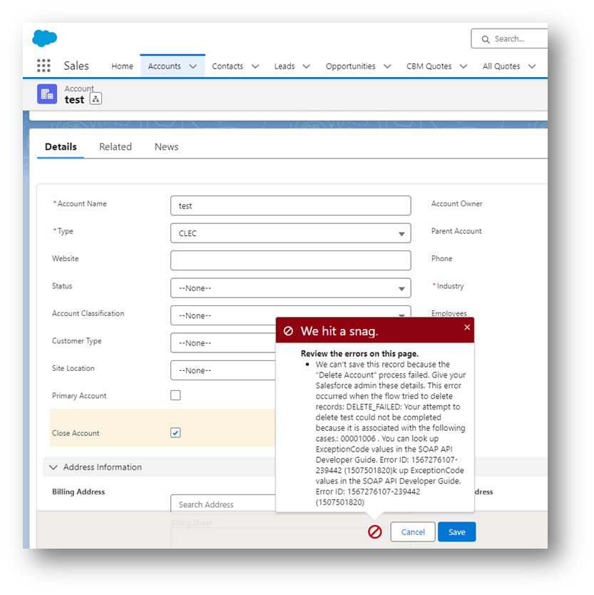 Salesforce Custom Error Messages for Record-Triggered Flows Standard Long Error Message