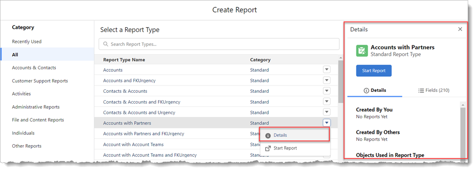 Salesforce Reporting ’22 Report Details