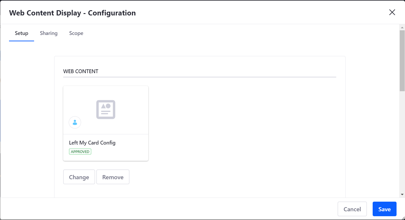 save web content display configuration